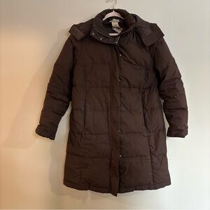 L.L. Bean Chocolate Brown down filled Puffer Coat